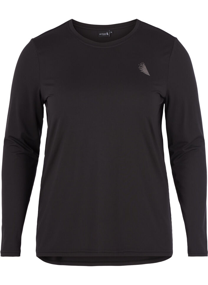 Sportblouse met lange mouwen, Zwart, Packshot image number 0