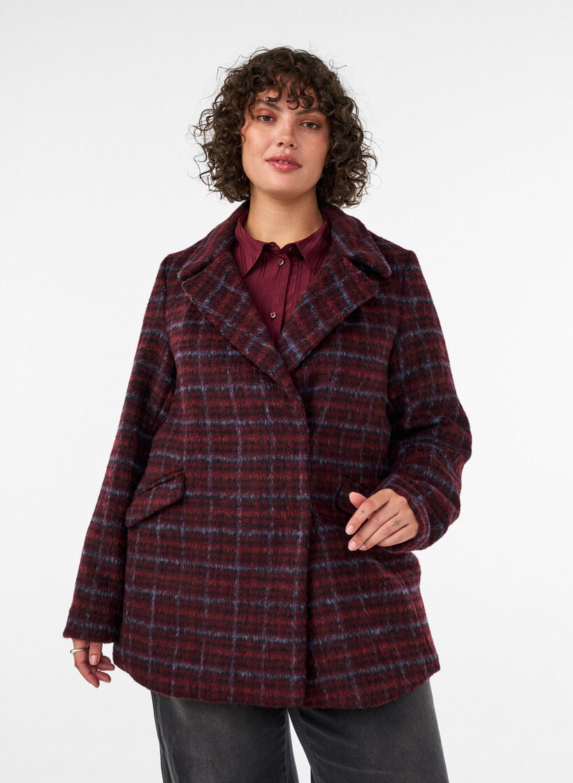Geruit jasje met zakken, Rood, Model image number 0