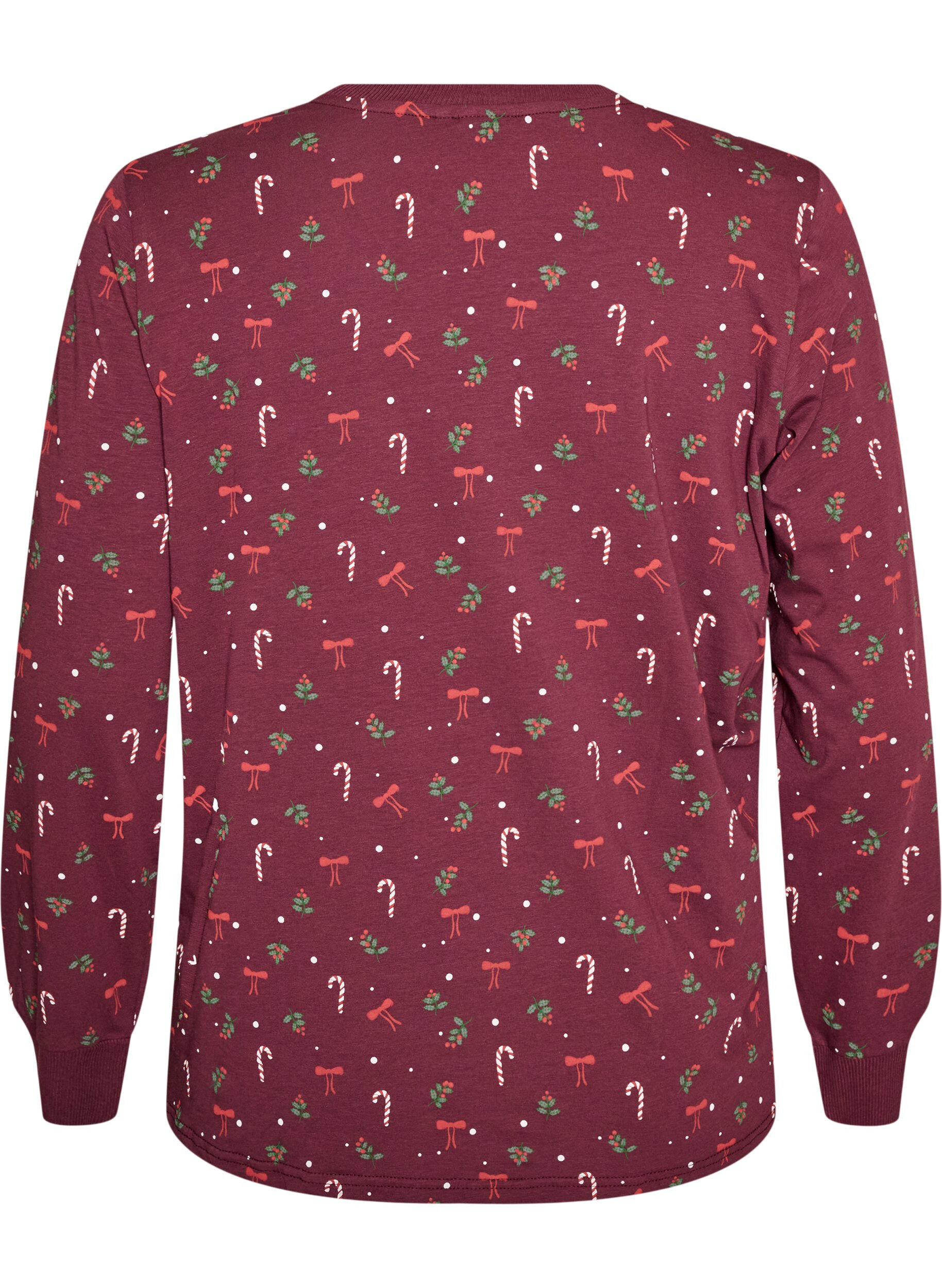 ZizziNachtblouse met een print, Donker Bordeaux, Packshot image number 1