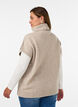 Gebreid vest met col en kabelpatroon, Beige, Model image number 2