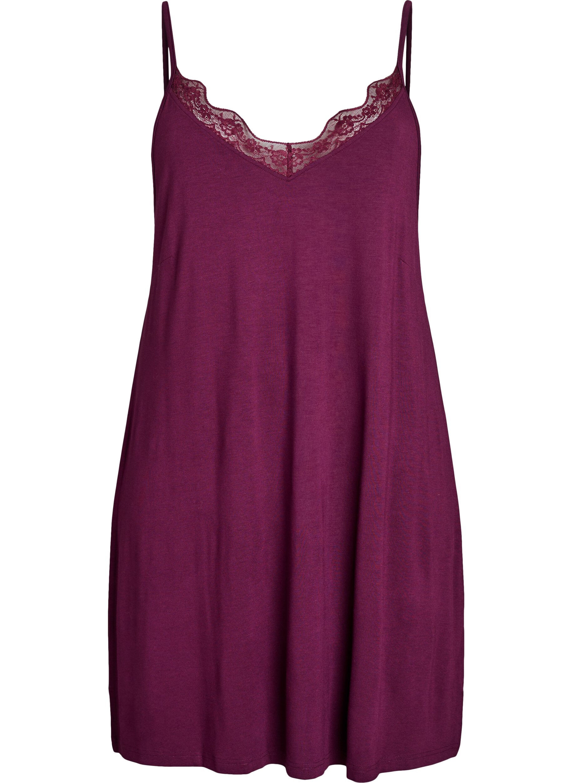 Chemise de nuit avec bord dentelle en viscose