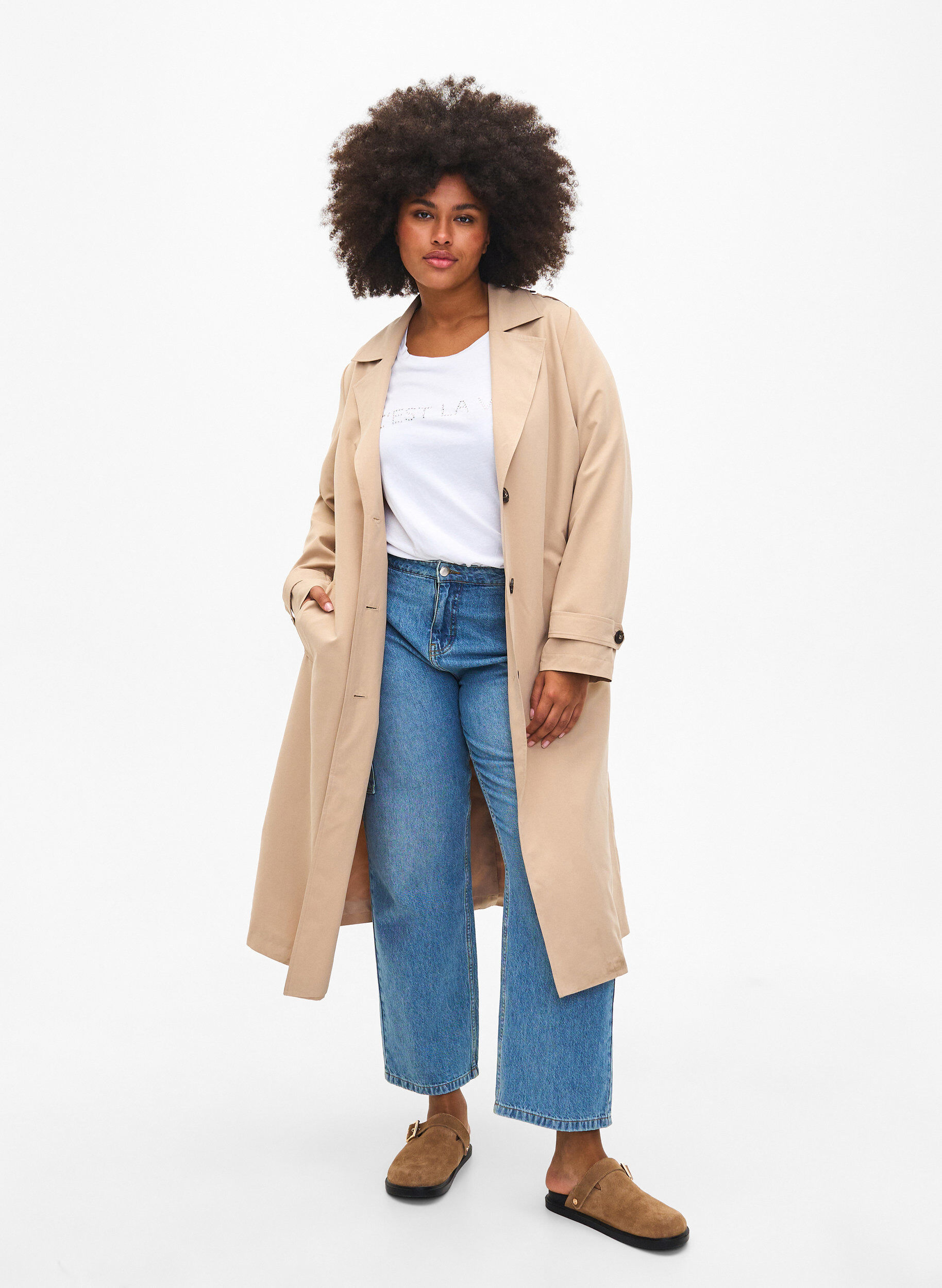 Lange trenchcoat met riem, Nomad, Model