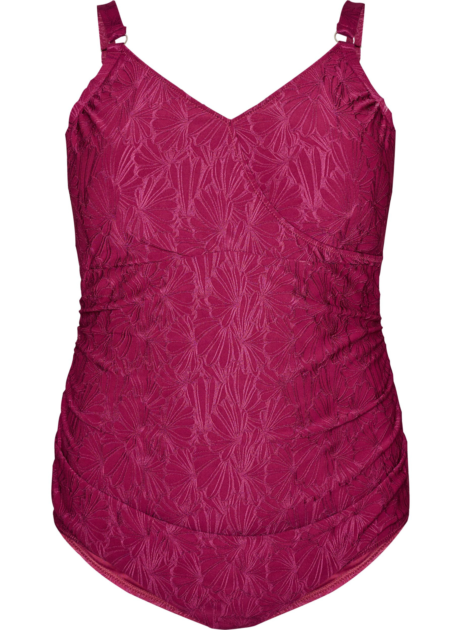 Maillot de bain avec d&eacute;tail crois&eacute; et texture florale ton sur ton