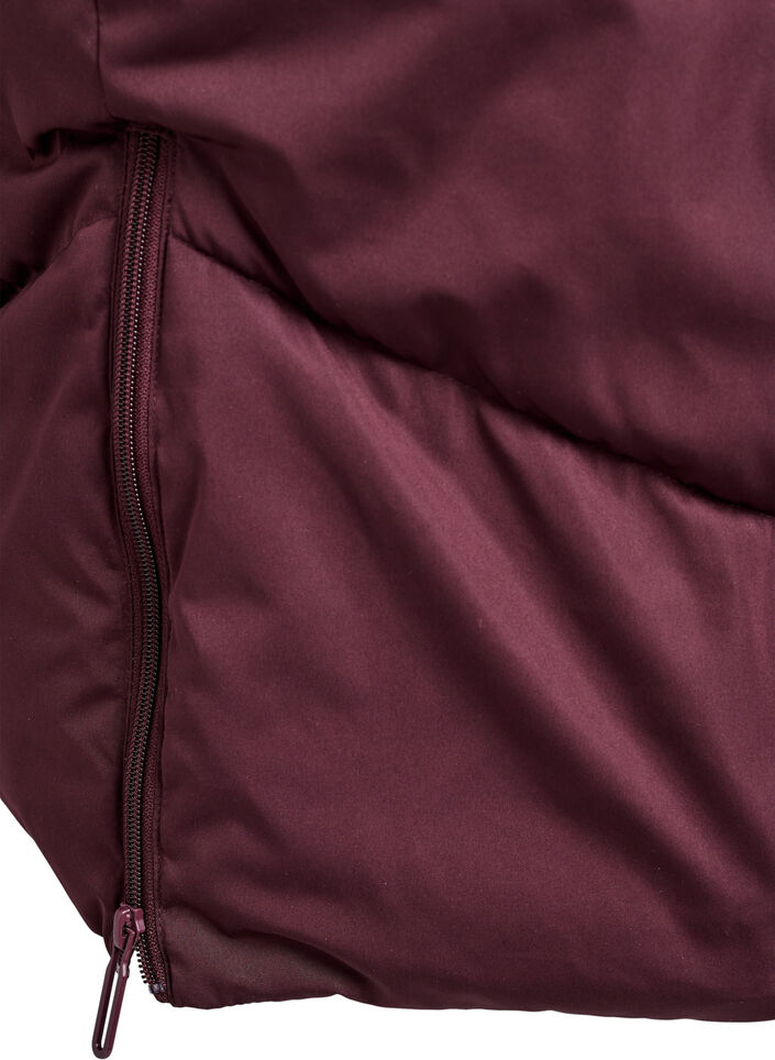 Lange pufferjas met capuchon en zakken, Donker Bordeaux, Packshot image number 4