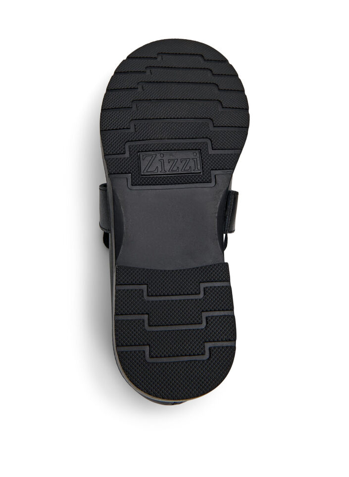 Wide fit - Leren loafers met studs, Black, Packshot