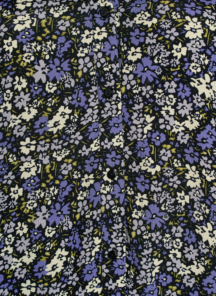 Blouse imprim&eacute;e en viscose avec fermeture boutonn&eacute;e, Noir, Packshot image number 2