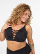Bikinitop met stringdetail, Zwart, Model image number 2