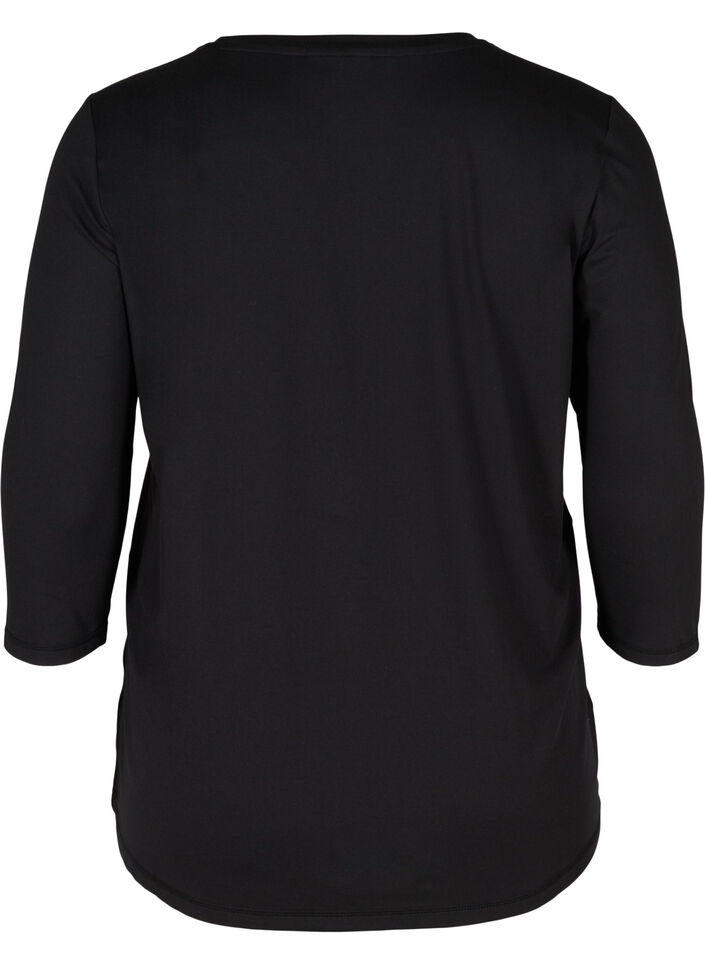 Sporttop met 3/4 mouwen, Zwart, Packshot image number 1