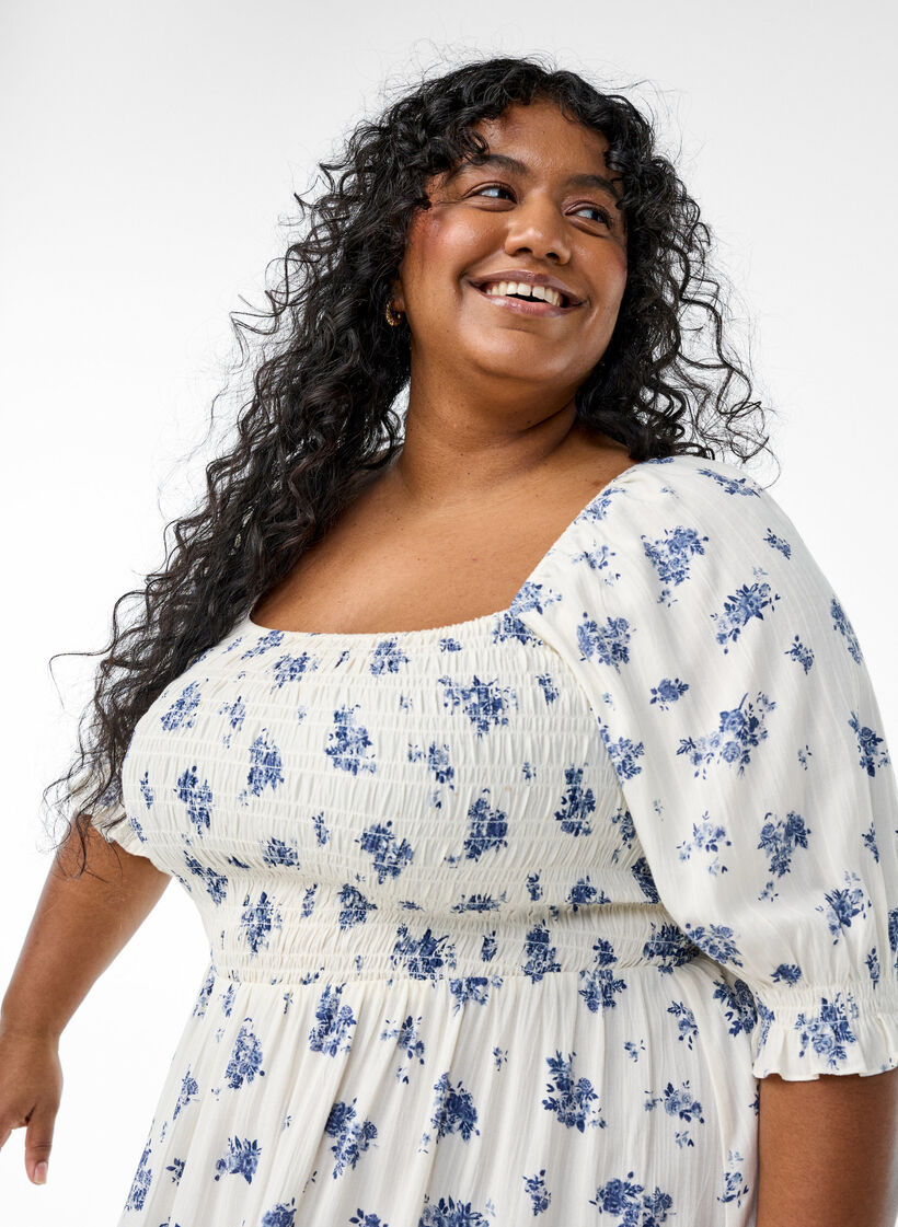 Zomerjurk in viscose met paisley print, Wit, Model image number 2