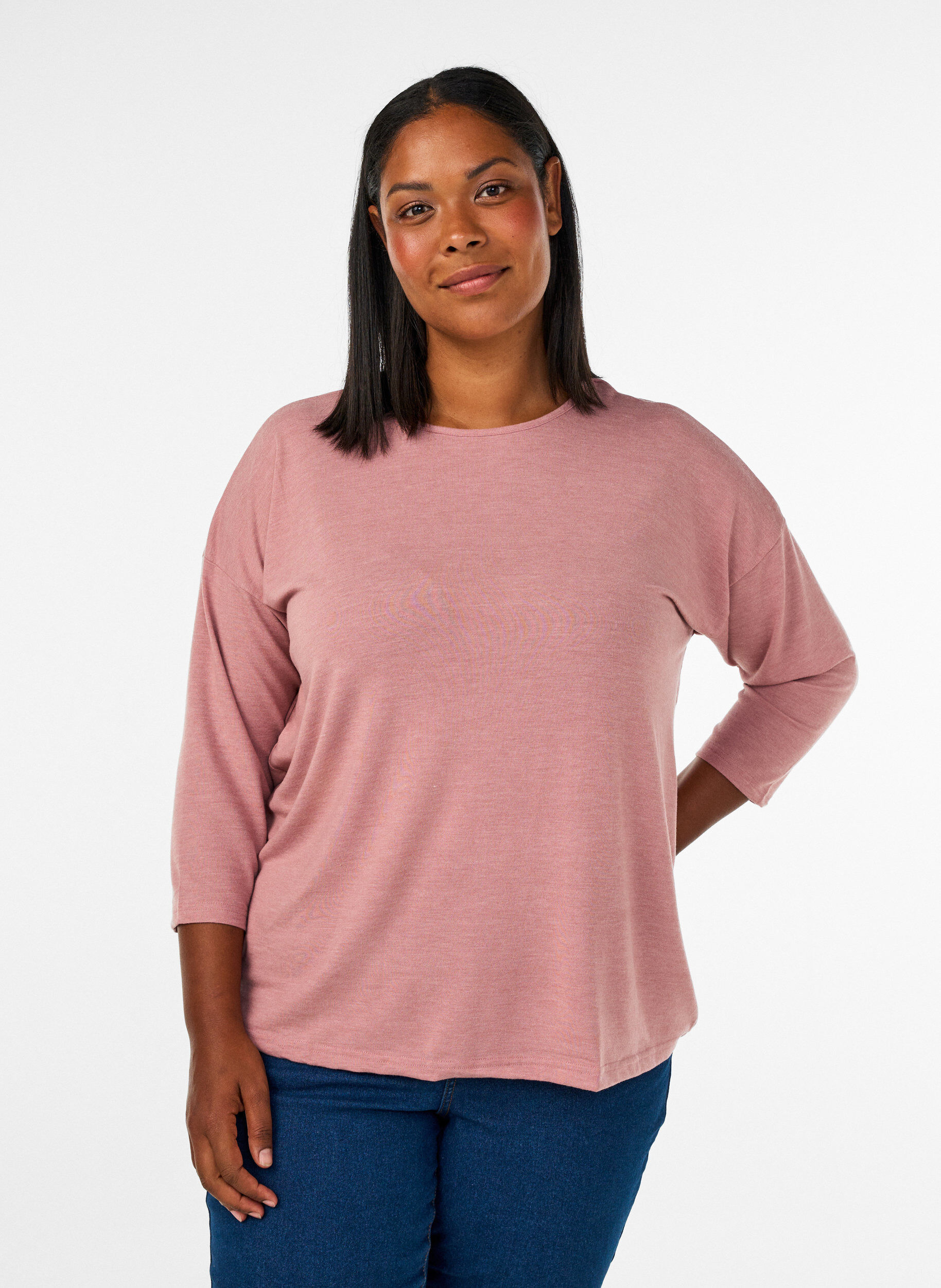 ZizziJersey blouse met 3/4 mouwen, Rood, Model image number 0