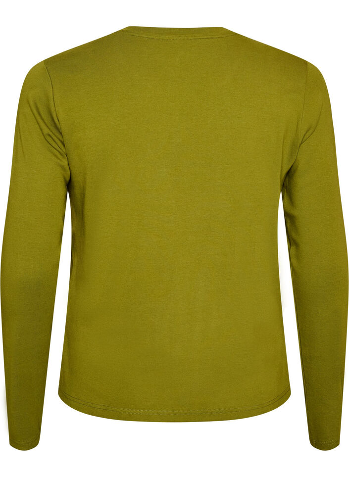 Basic T-shirt met lange mouwen en ronde hals, Groen, Packshot image number 1