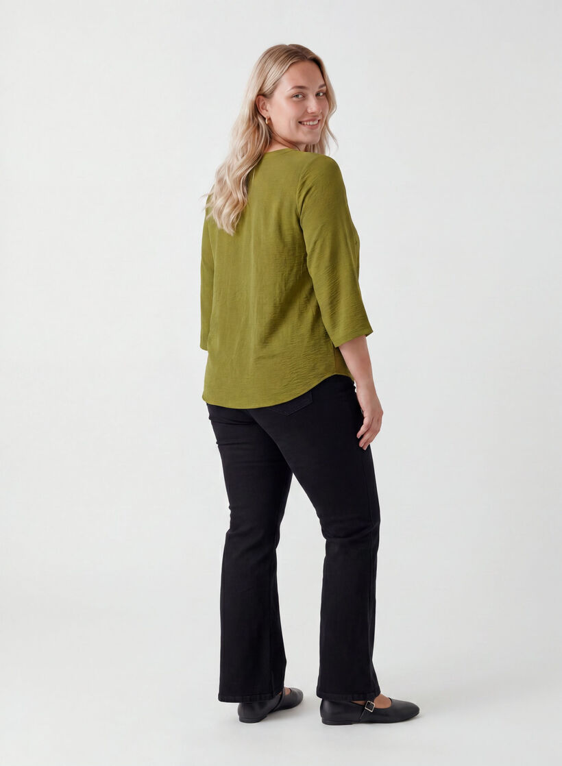 Blouse met 3/4 mouwen, Groen, Model image number 2