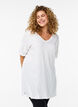 Enkelkleurig oversized T-shirt met V-hals, Wit, Model image number 0