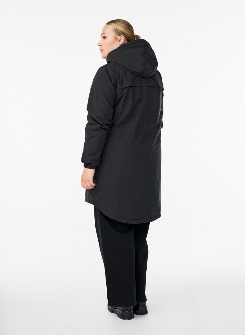 Lichtgewicht gewatteerde parka met een capuchon, Zwart, Model image number 2