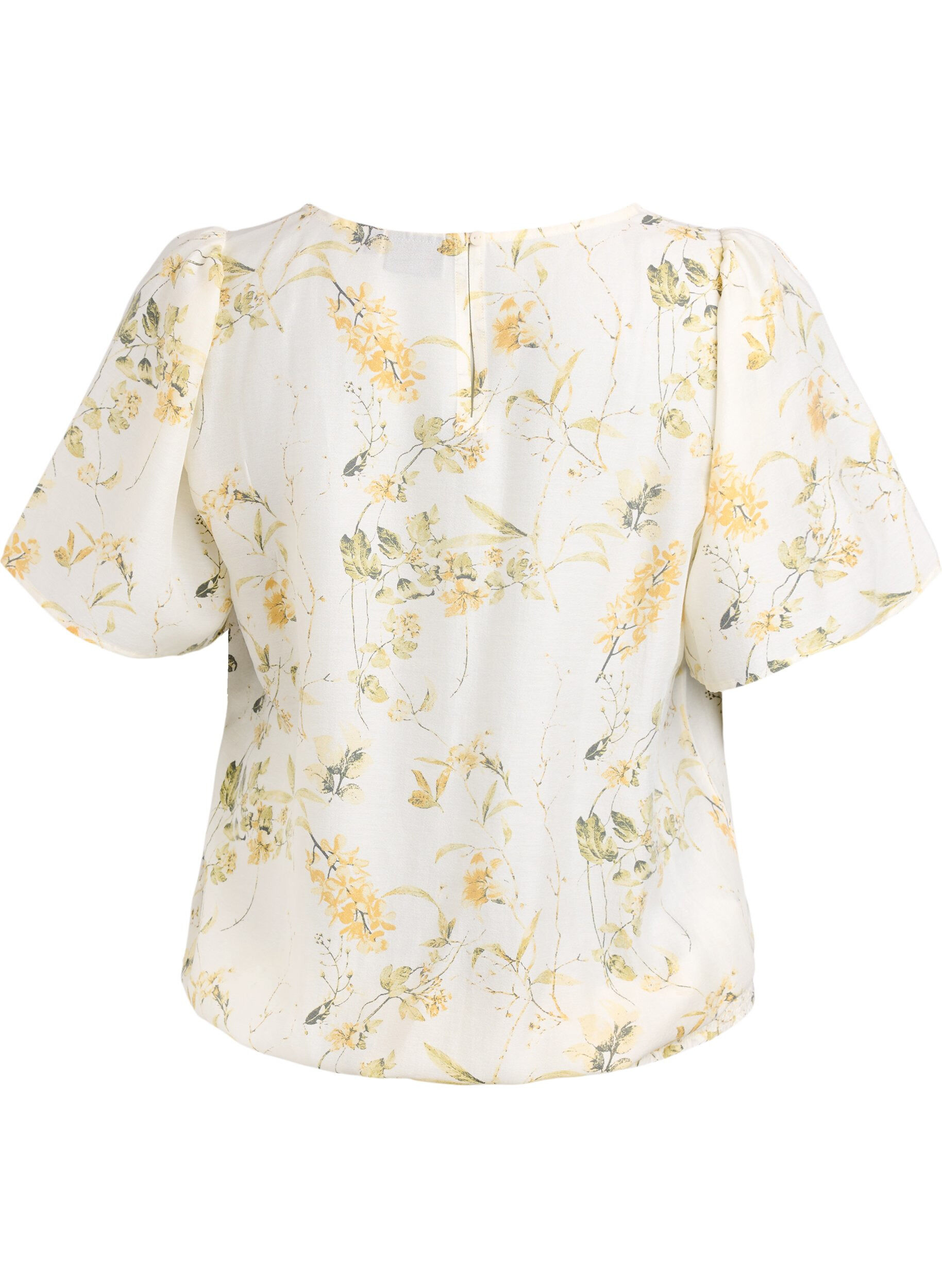 ZizziBlouse met bloemenprint en vierkante hals, Geel, Packshot image number 1