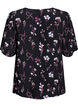 Blouse met bloemmotief en korte mouwen, Zwart, Packshot image number 1