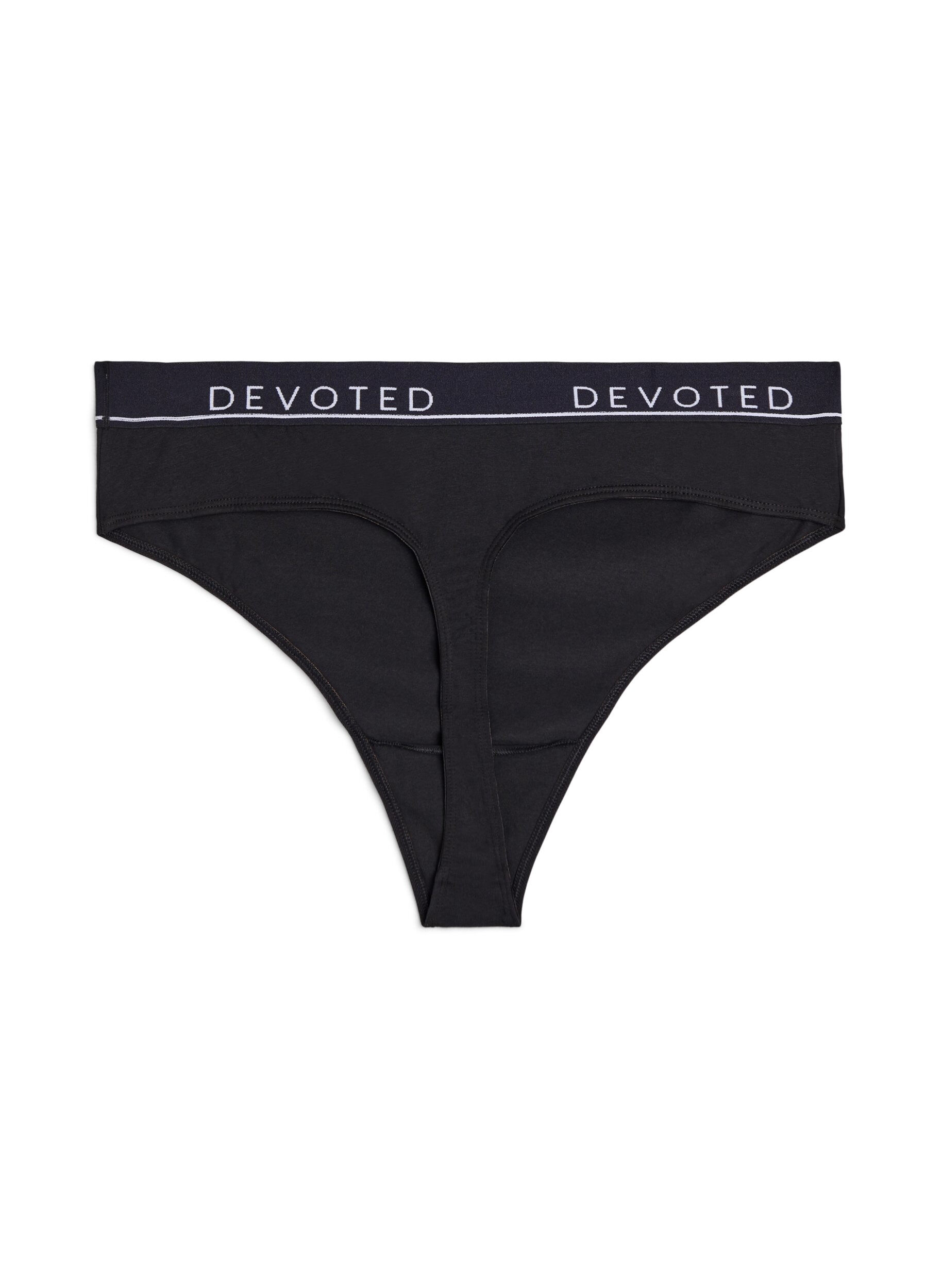 ZizziKatoenen G-string met normale taille, Zwart, Packshot image number 1