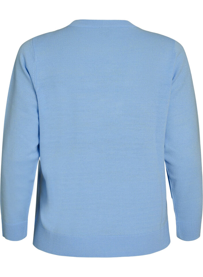Gebreide blouse met een kerstmotief, Blauw, Packshot image number 1