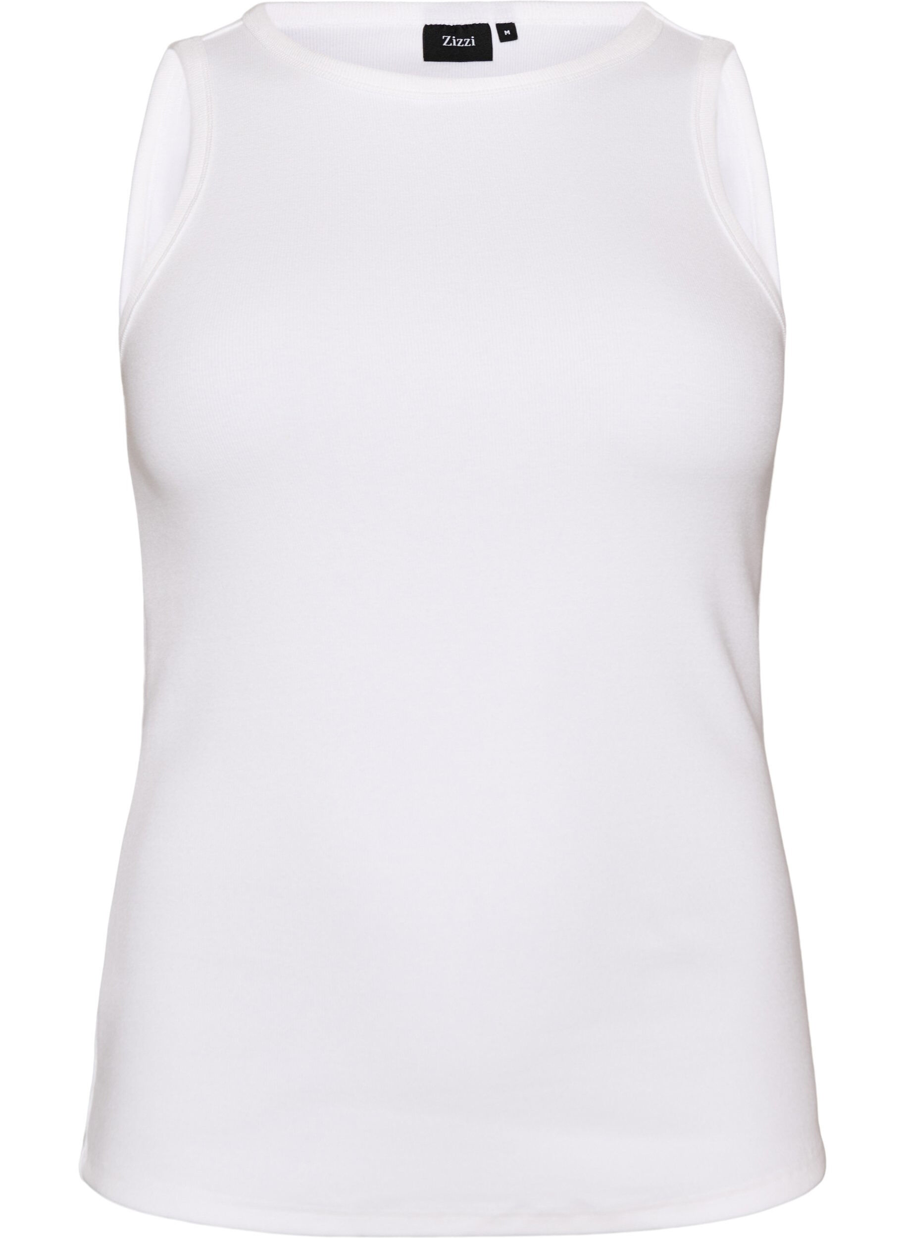 Katoenen ribtop met hoge hals