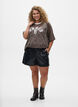 Losse imitatieleer shorts met elastische tailleband, Zwart, Model image number 1