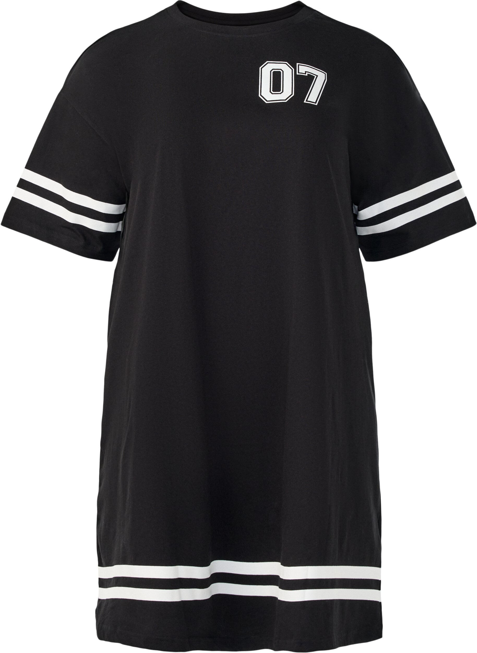 ZizziKort T-shirtjurkje met sportieve details, Zwart, Packshot image number 0