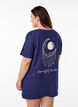 Lang nachthemd-T-shirt in biologisch katoen met print, Blauw, Model image number 0