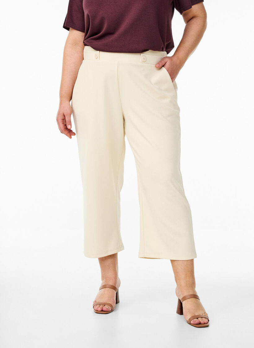 7/8 broek met losse pasvorm, Beige, Model image number 2