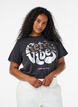 Grafisch T-shirt van biologisch katoen, Zwart, Model image number 0