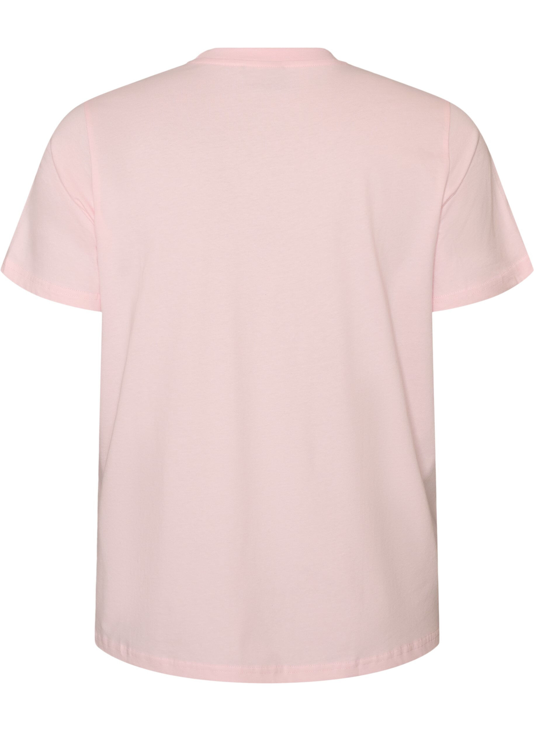 ZizziOrganisch katoenen T-shirt met print aan de voorkant, Roze, Packshot image number 1