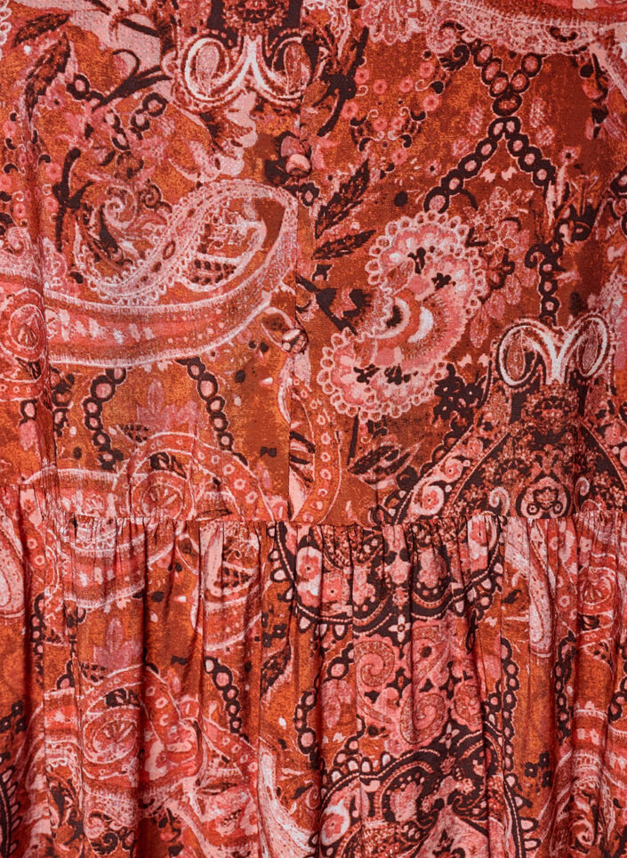 Viscose midi-jurk met paisleyprint, Oranje, Packshot image number 2