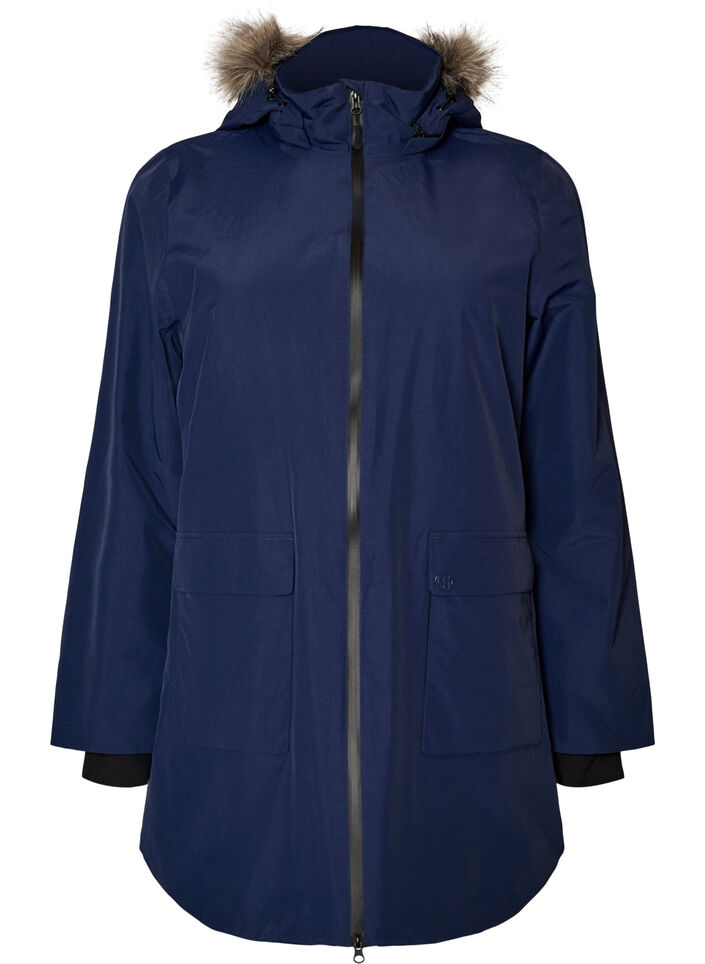 Waterdichte parka met capuchon, Blauw, Packshot image number 0