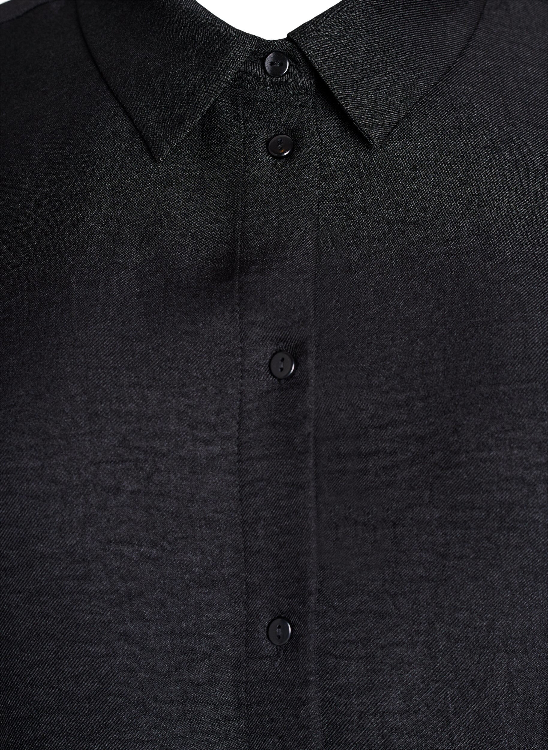 ZizziKnielange overhemdjurk met strikceintuur, Zwart, Packshot image number 2