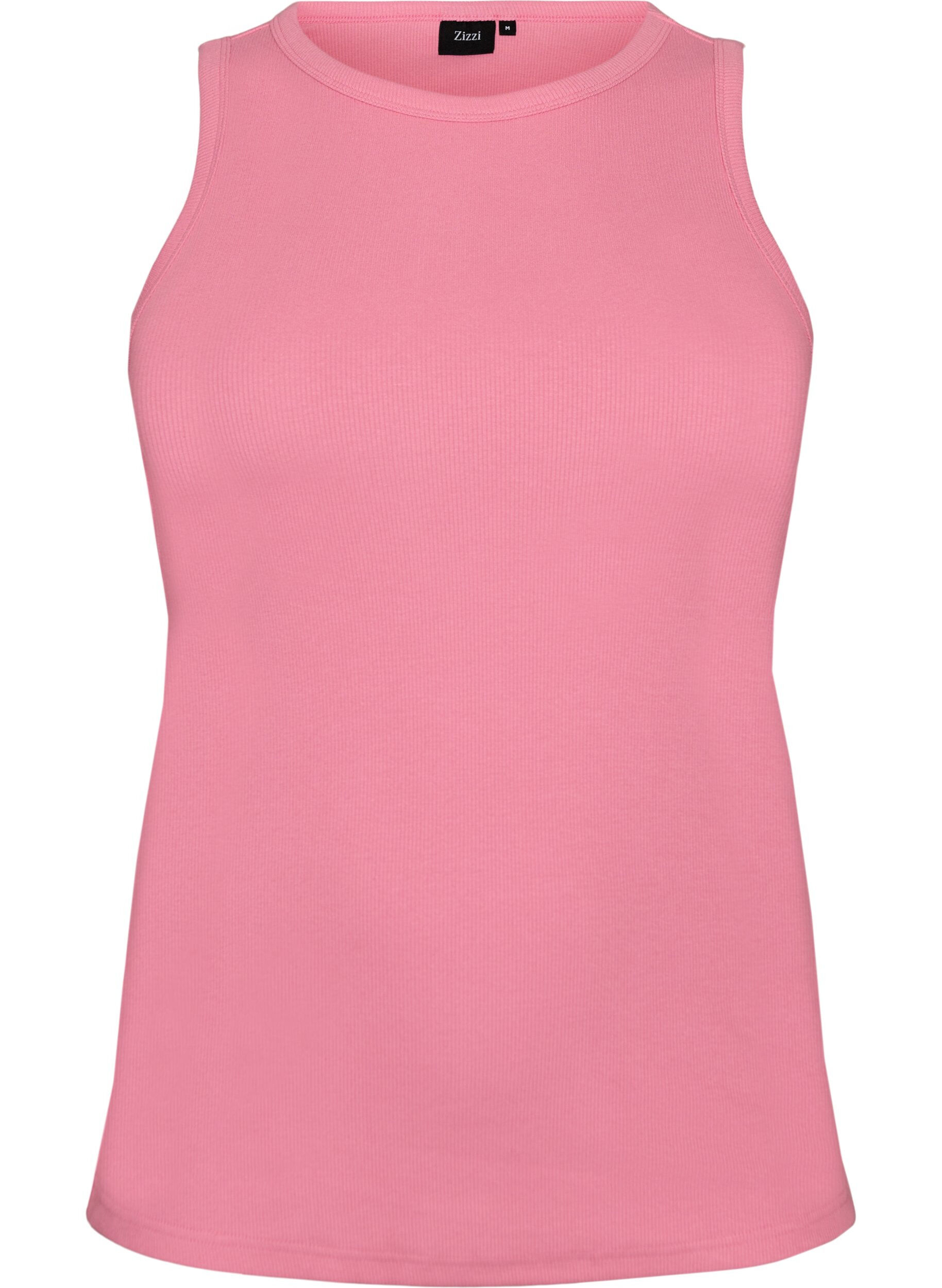 Katoenen ribtop met hoge hals