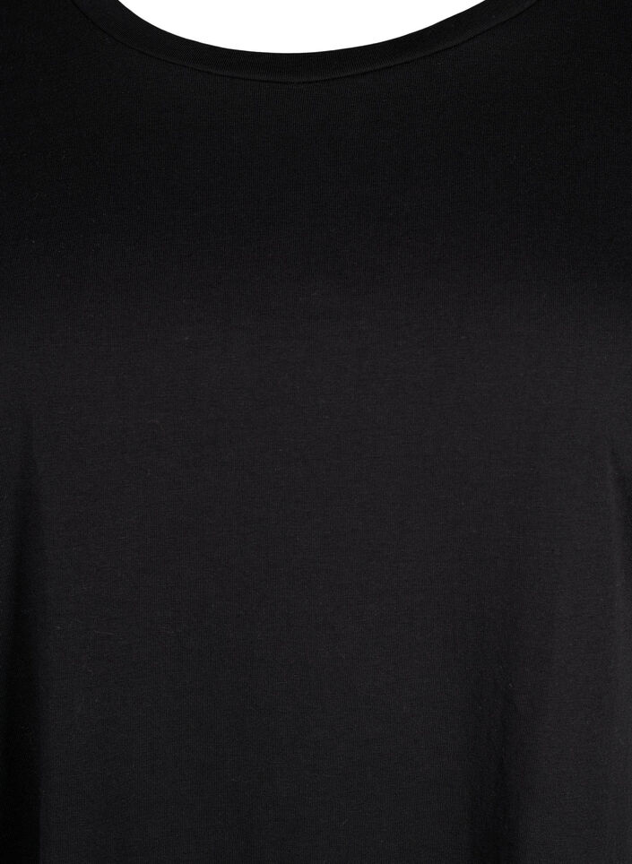 T-shirt met korte mouwen in een katoenmix, Zwart, Packshot image number 2