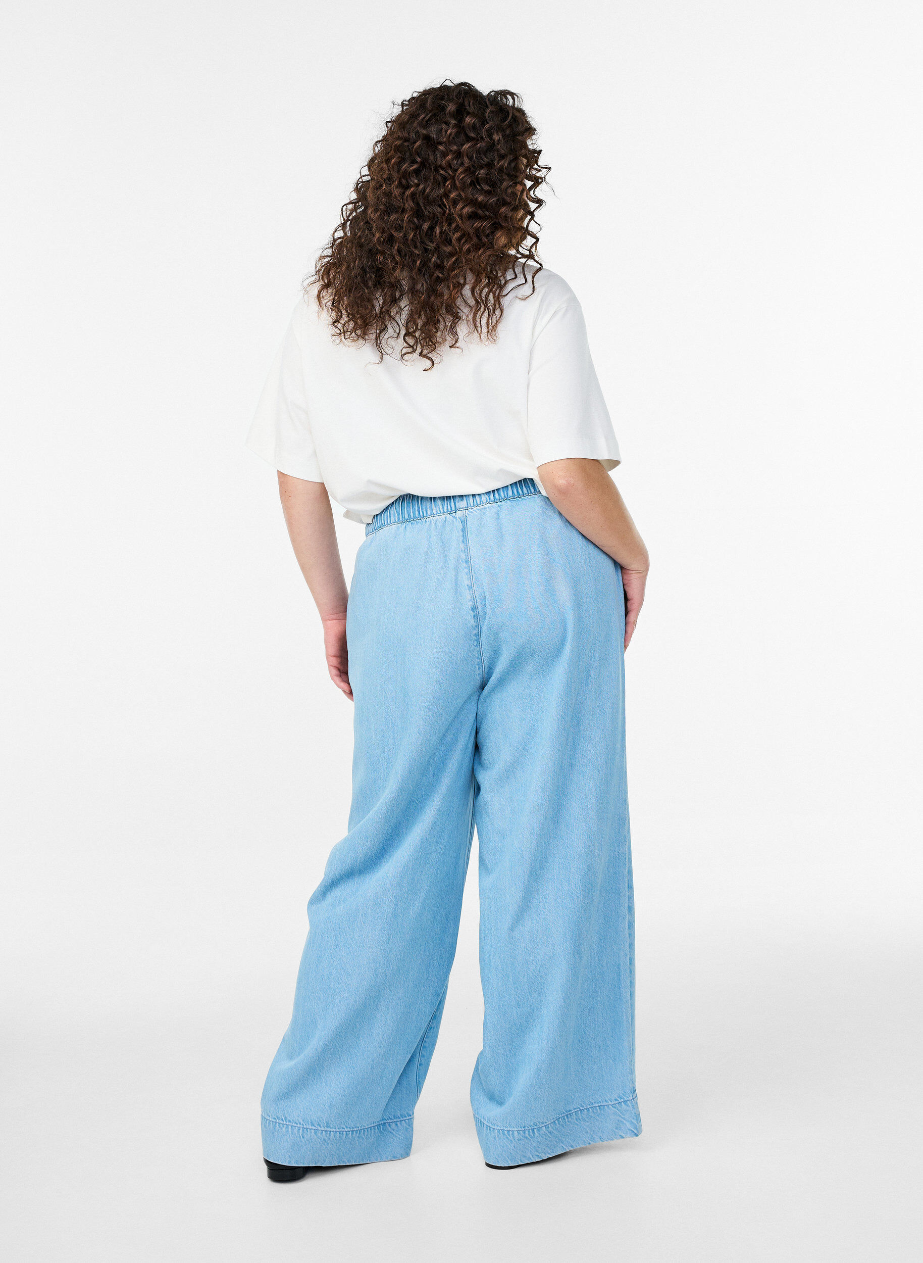 ZizziDenim jogger met wijde pijpen en hoge taille, Blauw, Model image number 1
