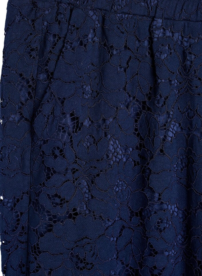 Kanten broek met hoge taille en zakken, Black Iris, Packshot