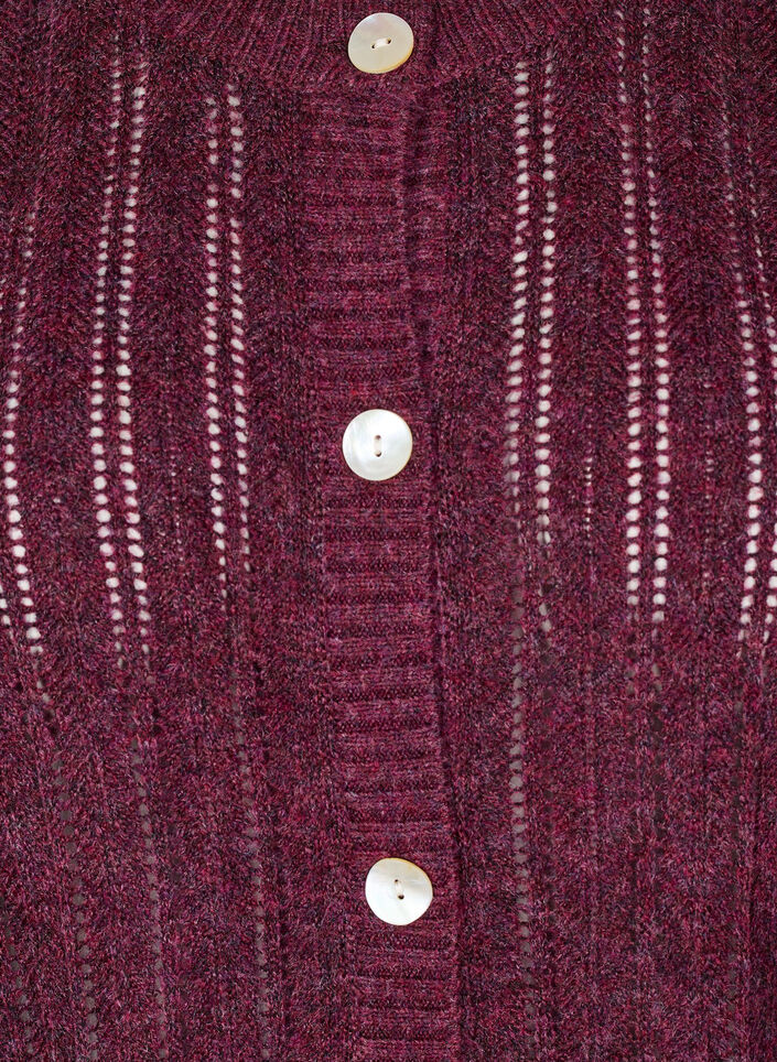 Gebreide cardigan met opengewerkt patroon, Fig Mel., Packshot