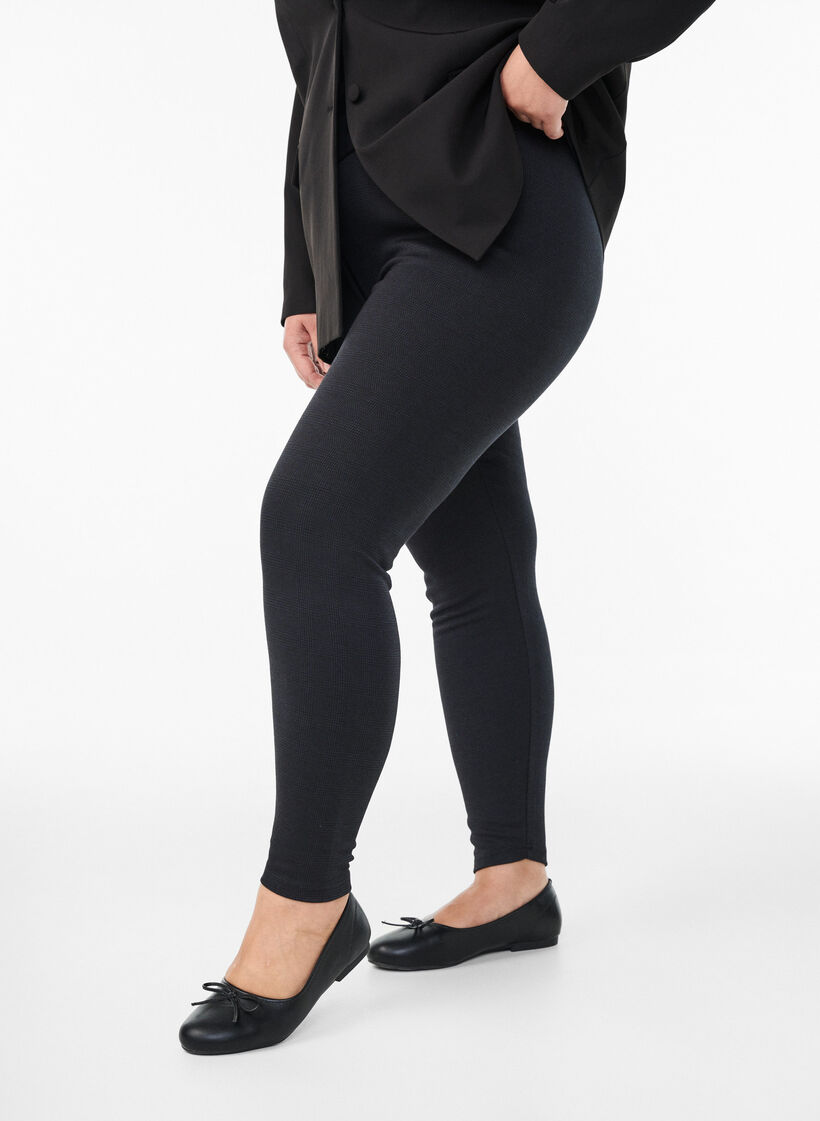 Patroonleggings met een reguliere taille, Zwart, Model image number 0