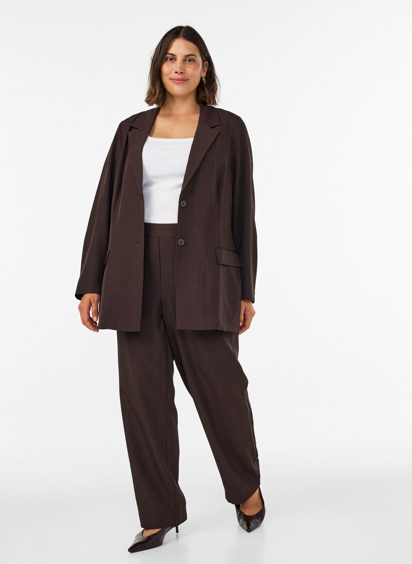 Blazer met zakken en splitten, Bruin, Model image number 1