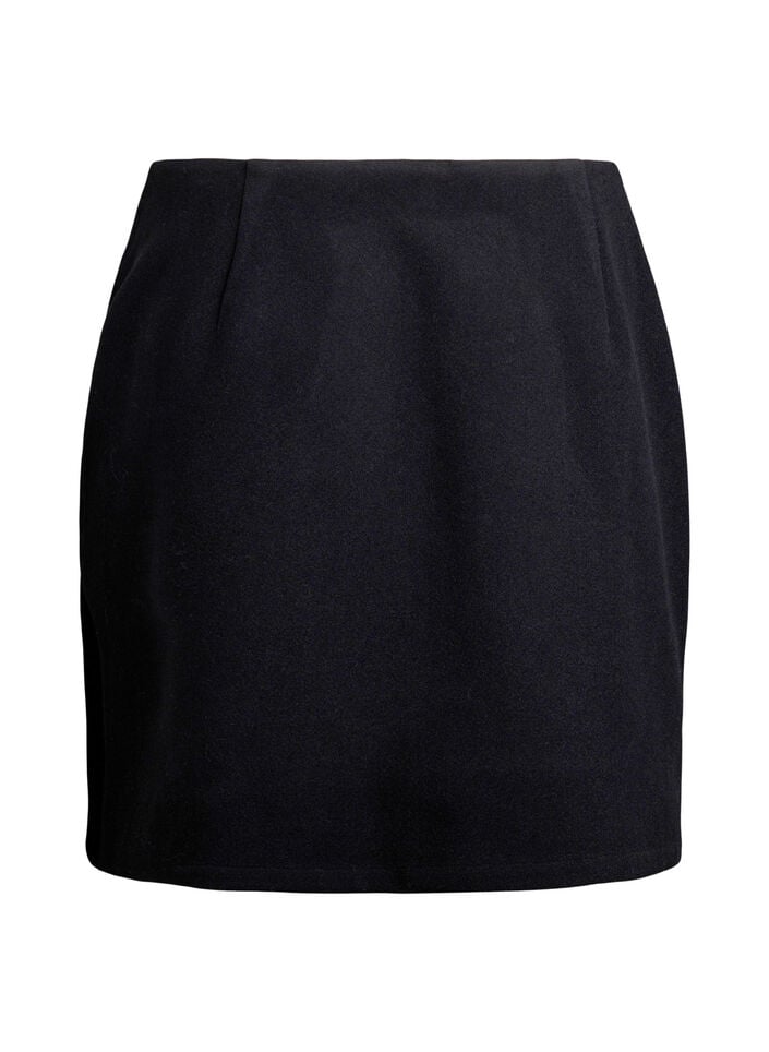 Wikkel mini rok met knoopdetails, Black, Packshot