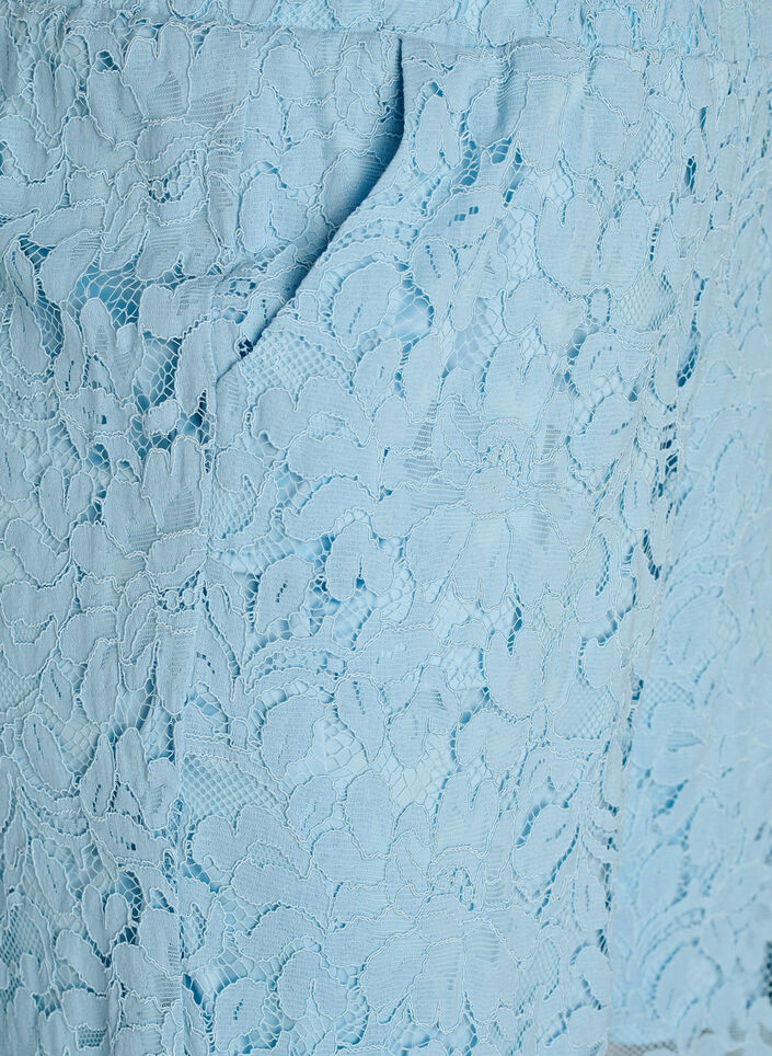 Hoog getailleerde kanten broek met rechte pijpen, Blauw, Packshot image number 2