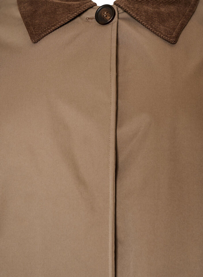 Licht gewatteerde jas met een corduroy kraag, Bruin, Packshot image number 2