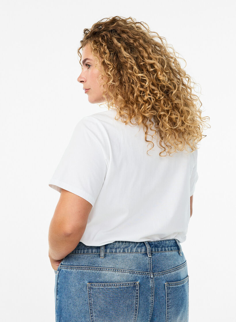 T-shirt in biologisch katoen met koorddetail, White S.T.Pearls, Model