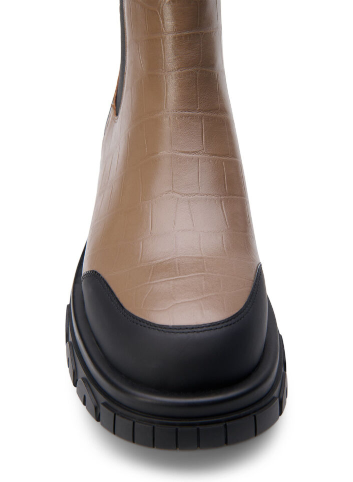 Wide fit - Croco Chelsea laars van leer, Pine Bark, Packshot