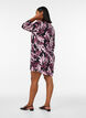 Korte viscose jurk met bloemenprint en 3/4 mouwen, Zwart, Model image number 2