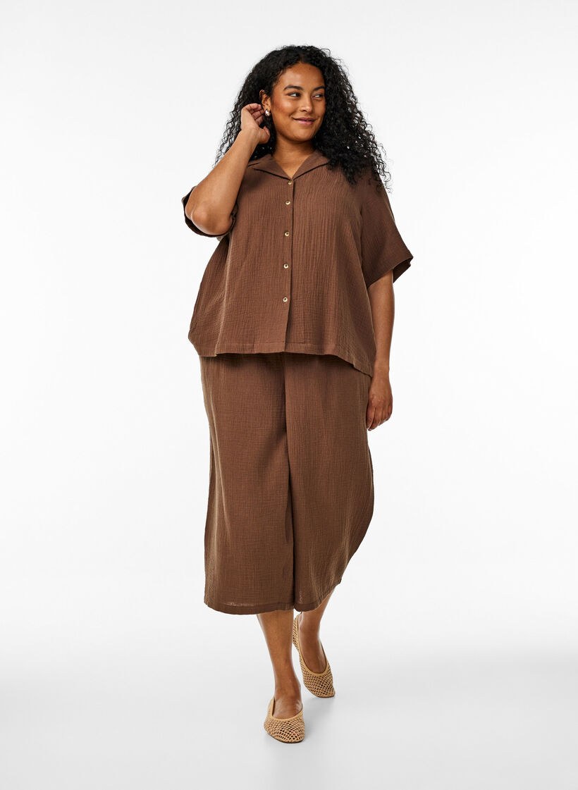 Shirt met korte mouwen van katoen mousseline, Rain Drum, Model