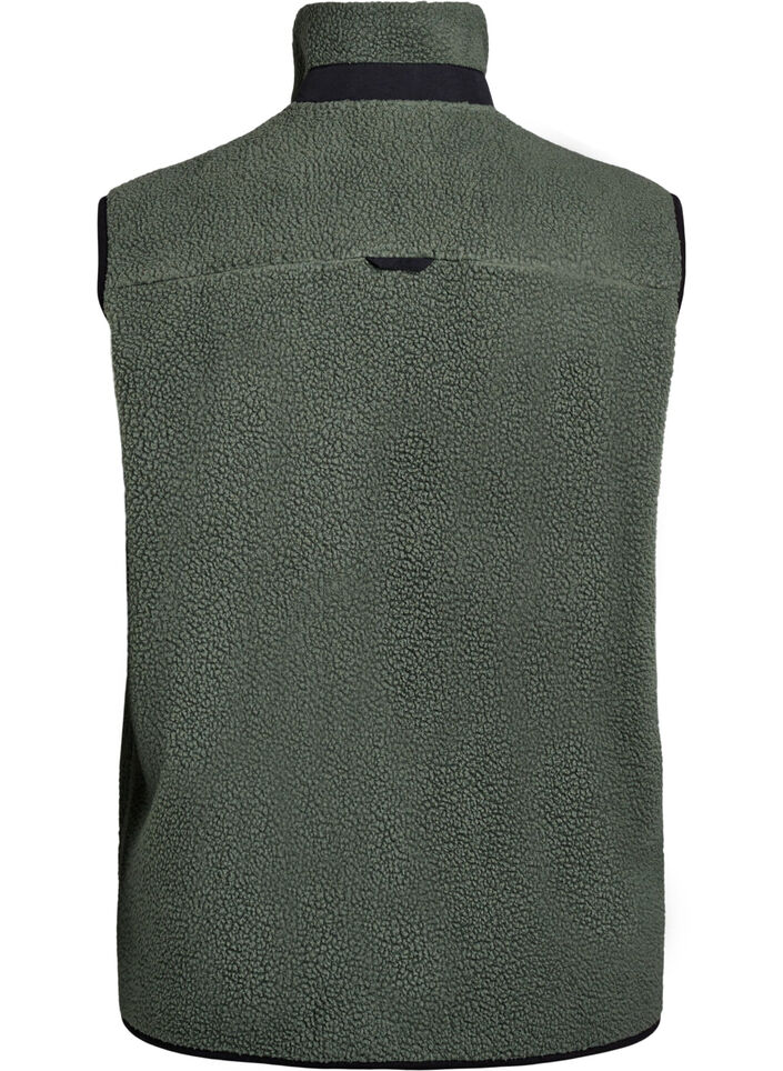Sportieve teddy bodywarmer met zakken, Thyme, Packshot