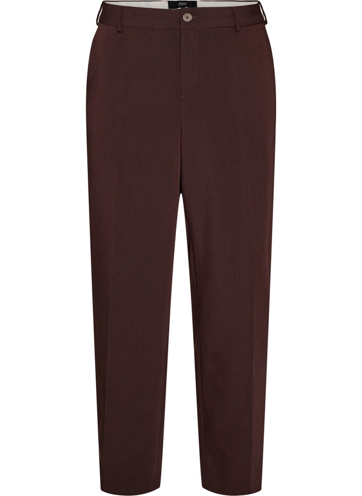 Op maat gemaakte broek met wijde pijpen en hoge taille, Bruin, Packshot image number 0