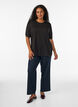 Blouse met knoopdetail en korte pofmouwen, Zwart, Model image number 1