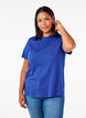 Basic katoenen T-shirt met ronde hals, Blauw, Model image number 0